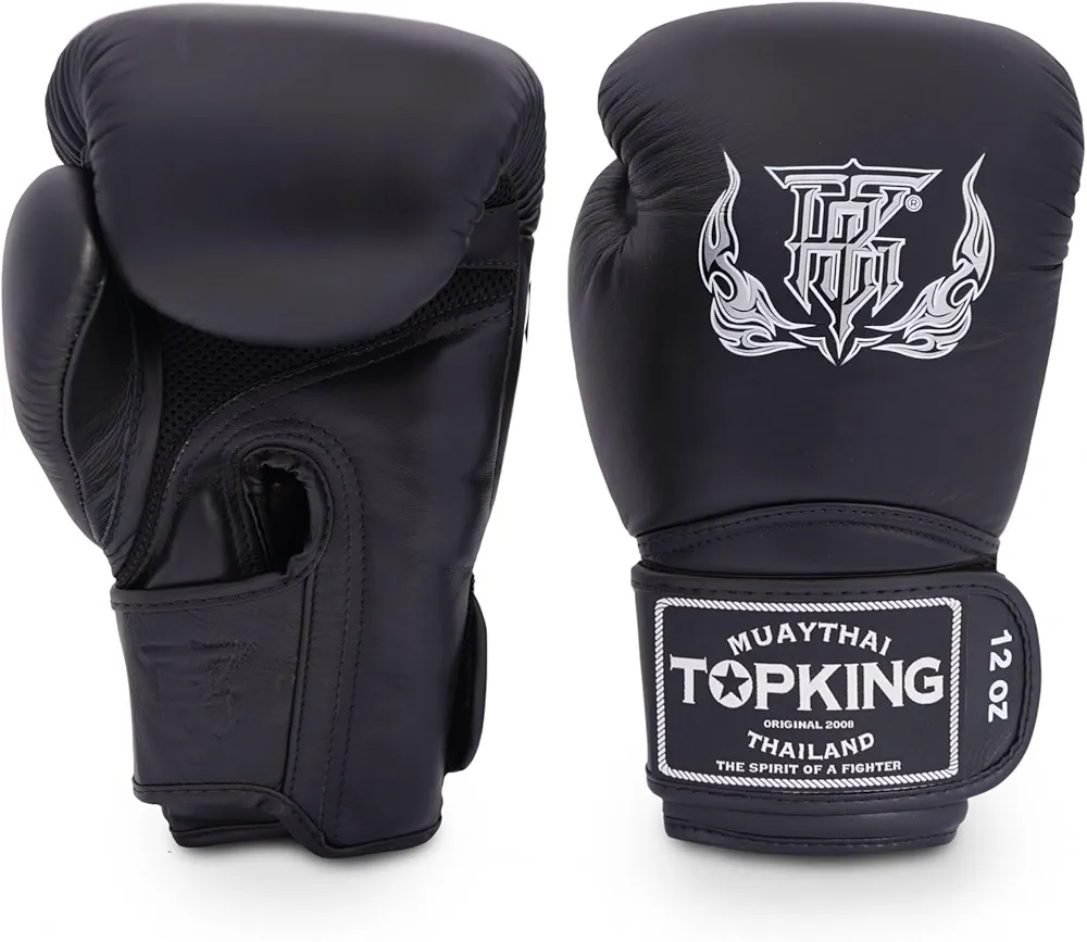 Top King Super Air Breathable Leather Gloves Muay Thai Boxing Gloves for Training or Sparring - 8oz, 10oz, 12oz, 14oz, 16oz