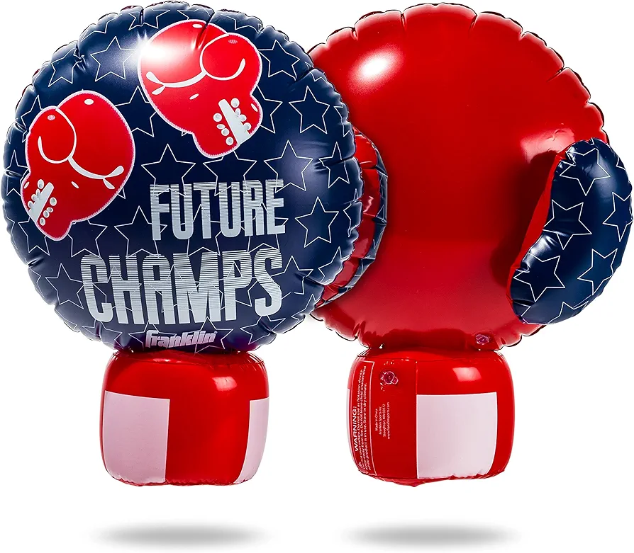 Franklin Sports Inflatable Kids Boxing Gloves - Future Champs Jumbo Toy Boxing Gloves for Kids + Toddlers - Fun Blow Up Boxing Game - 20" x 13.5", Red/White/Navy