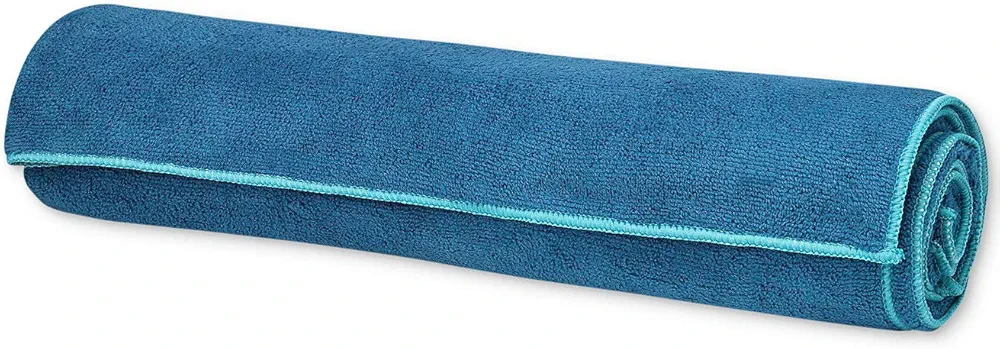 Gaiam Yoga Towel - Mat Sized Active Dry Non Slip Moisture Wicking Sweat Absorbent Microfiber Hot Yoga Towel for Women & Men | Stay-Put Corner Pockets (70" Long x 26" Wide)