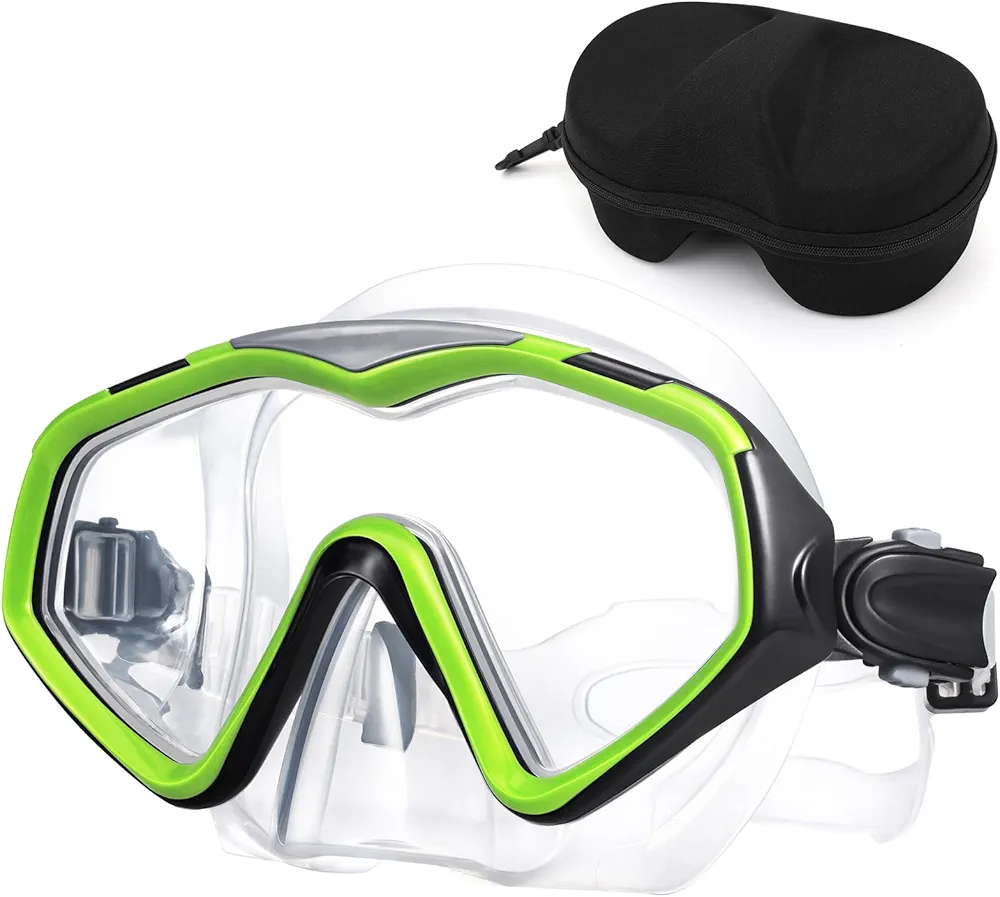 Snorkel Mask Adult,Panoramic Tempered Glass Diving Masks, Wide View Swim Goggles Anti-Fog Anti-Leak for Scuba Diving Swimming