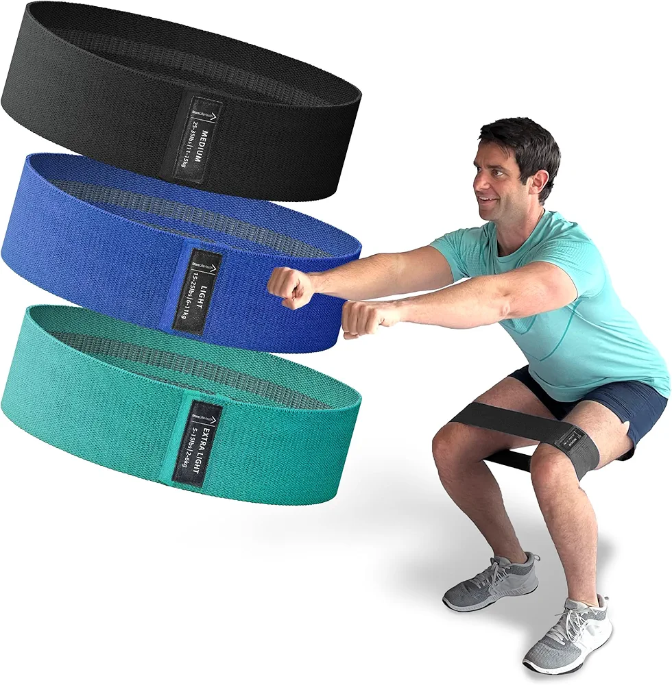 3" Fabric Resistance Bands Set - 3X Thigh Hip Leg Bands for Working Out - Workout Bands Resistance with Included Instruction Videos