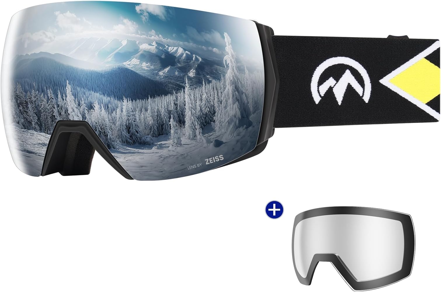 OutdoorMaster Ultra Ski Goggles Lens by ZEISS, OTG Snowboard Goggles Anti-fog Wide View, Interchangeable Lens, Snow Goggles