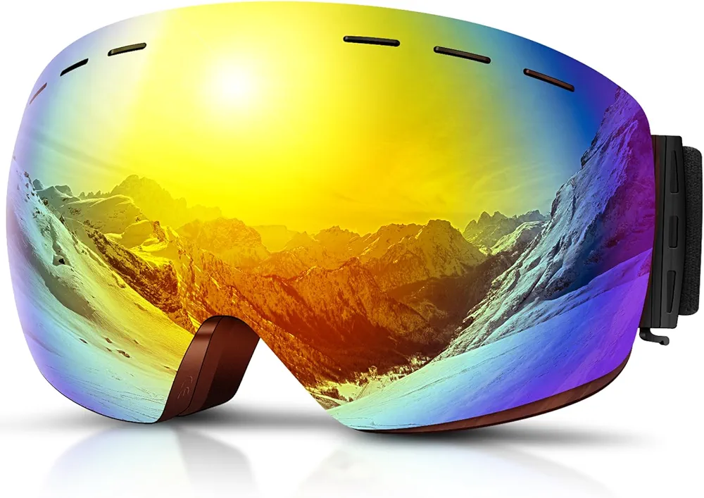 DADA-PRO Ski Goggles Men Women Snowboard Goggles Over Glasses OTG Anti Fog Snow Goggles Frameless, 100% UV Protection