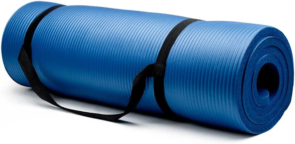 Extra Thick Yoga Mat, 5/8 Inch (16 mm) with No Stick Ridge - Non-Slip Grip Foam Cushion Aid with Carrying Strap for Workouts or Physical Therapy