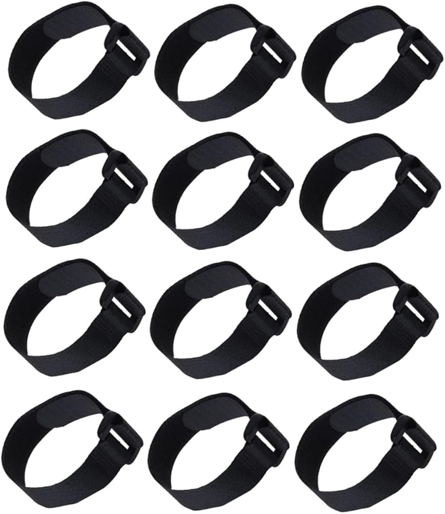 12pcs Tie Yoga Mat Band Adjustable Yoga Strap Keeps Your Mat Tightly Bicycle Wheel Stabilizer Straps Self Gripping Hook and Loop Tape Yoga Mat Sling Storage Drawstring Nylon