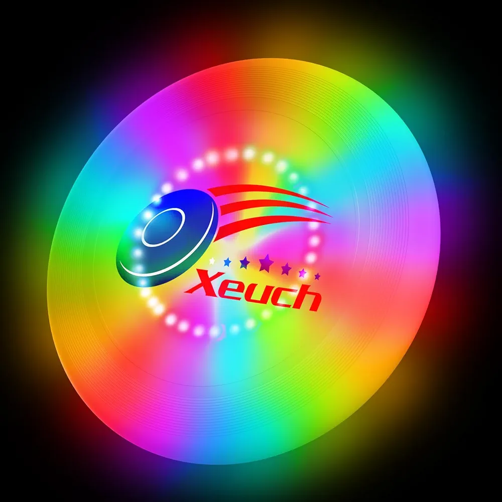 Light Up Flying Disc, 30 RGB LEDs Glow Disc with 16 Light Modes and 4 Brightness, 6 Hours Gamepaly, Built-in Timer and Sensor, 175g, Gift for Men/Boys/Teens/Kids