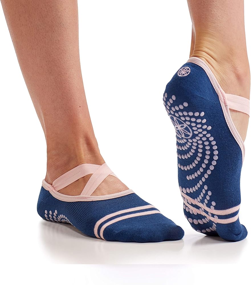 Gaiam Yoga Barre Socks - Non Slip Sticky Toe Grip Accessories for Women & Men