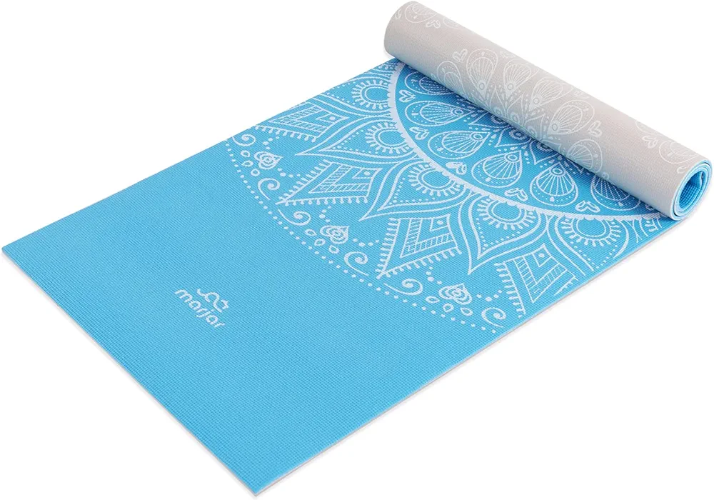 Marjar Yoga Mat for Women / Men, 1/4-Inch Print Reversible Exercise & Fitness Mat for All BareFoot Workouts, Non-Slip Yoga Mat with Carrying Strap & Storage Bag (68" x 24" x 6mm Thick) (68"x24"x1/4", White Mandala)