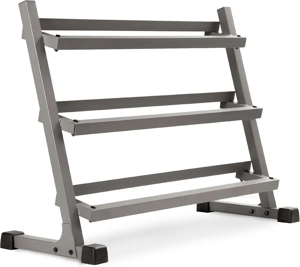 XMARK 3-Tier Dumbbells Weight Storage Rack, Holds 5-50 Pound Hex Dumbbells Weight Set (10 Pairs Capacity), Gray or Black