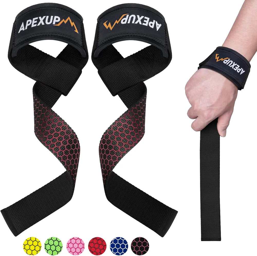 APEXUP Lifting Wrist Straps for Weightlifting, Weight Lifting Straps Gym, Deadlift Straps, Anti Slip Silicone and Neoprene Padded Weightlifting Straps Men Women Powerlifting, Strength Training