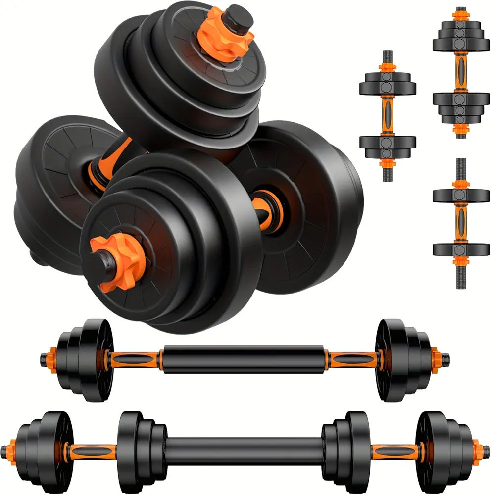 Adjustable Dumbbell Set 22LBS/44LBS, 4 in 1 Barbell Weight Set for Women Men, Free Weights Exercise & Fitness Dumbbells for Home Gym, Hand Weightlifting Muscle Strength Training