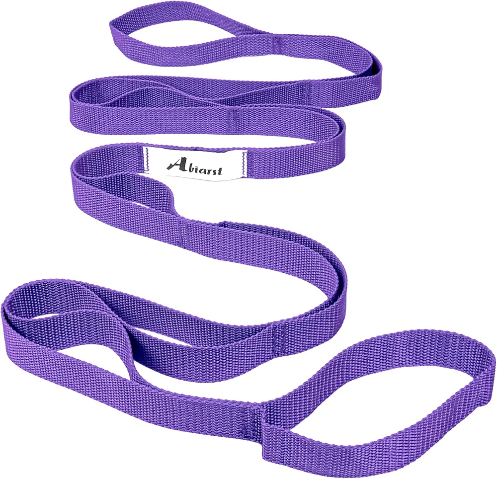 Stretching Strap Yoga Strap for Physical Therapy, 10 Loops Yoga Straps for Stretching, Non-Elastic Stretch Strap for Pilates, Flexibility, Exercise, Stretch Band for Women & Men