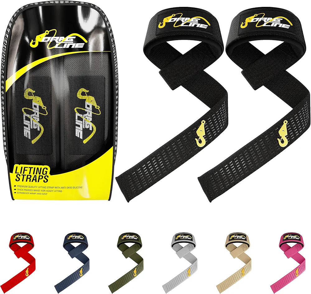 Dragline Lifting Straps, Wrist Straps for Weightliftig, Lifting Straps for Weighlifting, Deadlift Straps with Anti-Skid Silicone Gym Straps Weight Lifting Straps for Men and Women (Black)