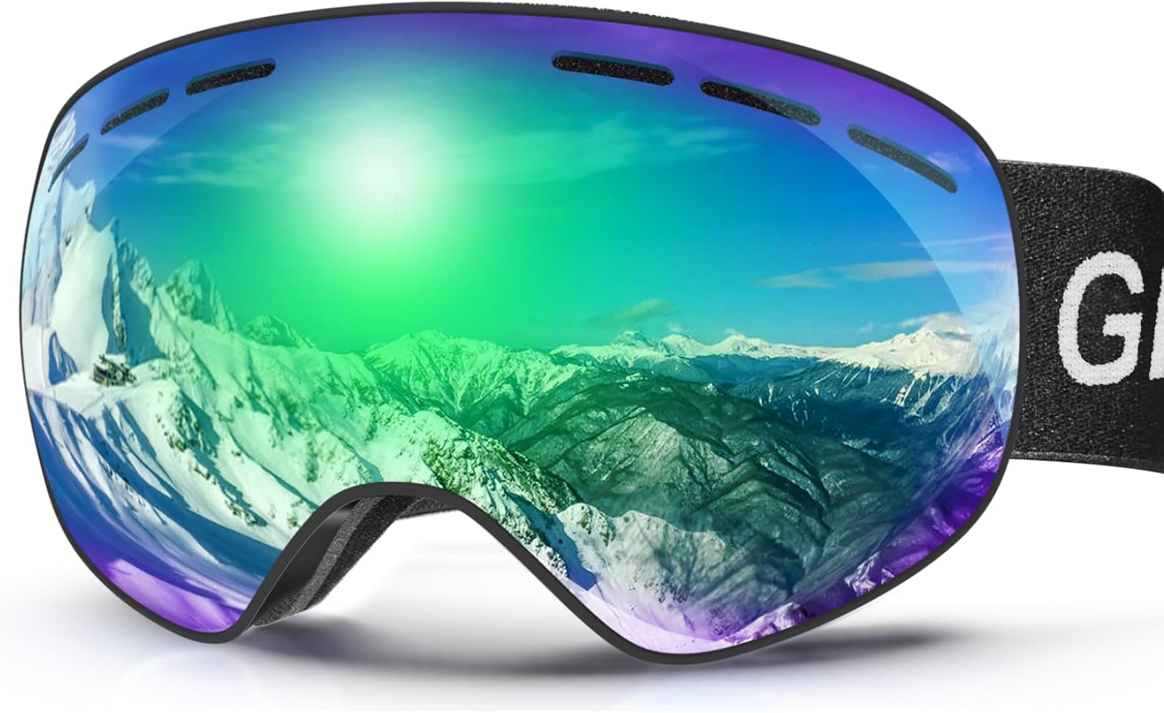 OTG Ski Goggles PRO, Frameless 100% UV Protection Anti Fog Ski Goggles Men, Snowboard Goggles Men/Women/Adult/Youth