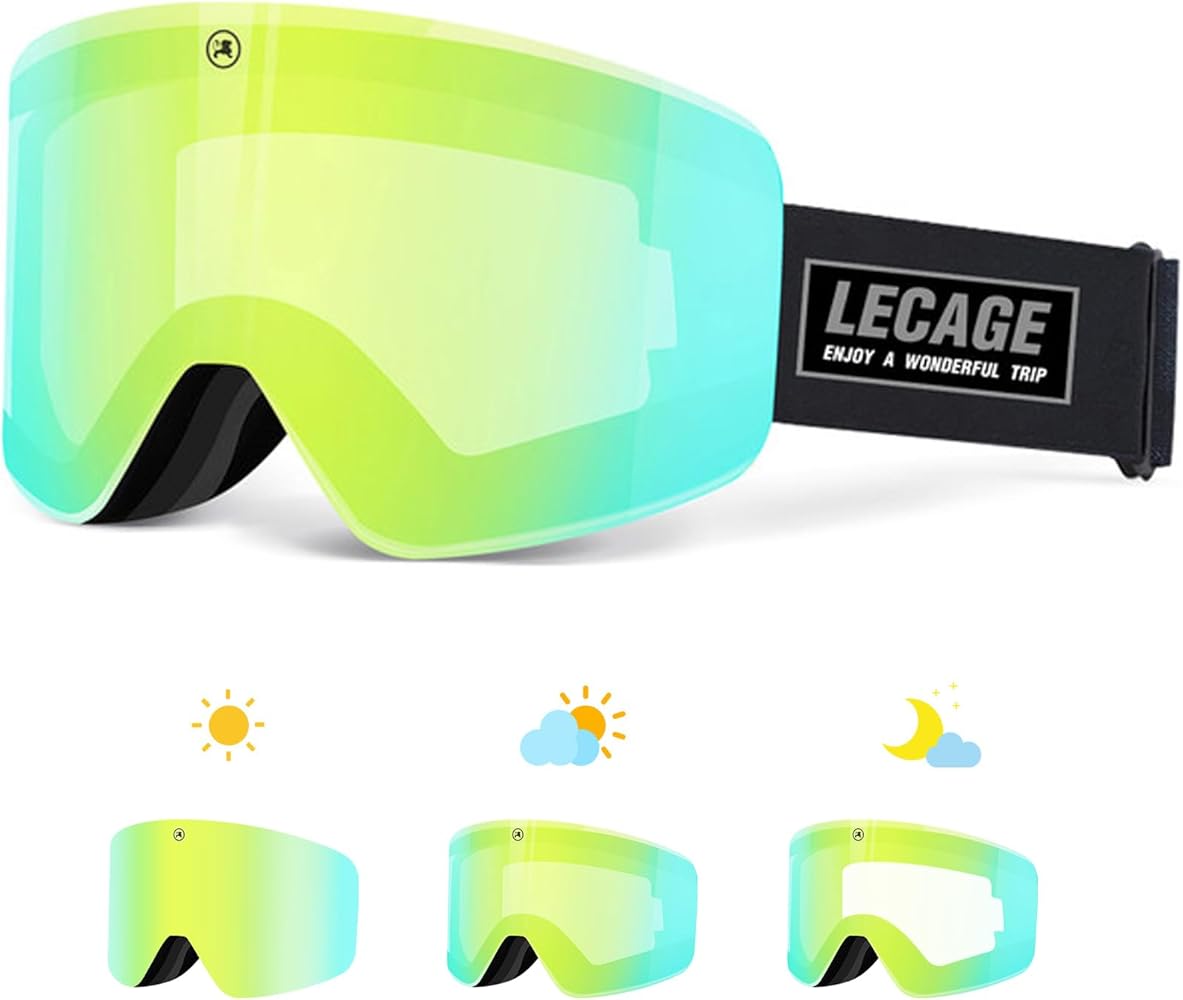 OTG Frameless Photochromic Ski Goggles Light Adaptive PRO Anti-Fog, UV Protection Snowboard/Snow Goggles for Men Women