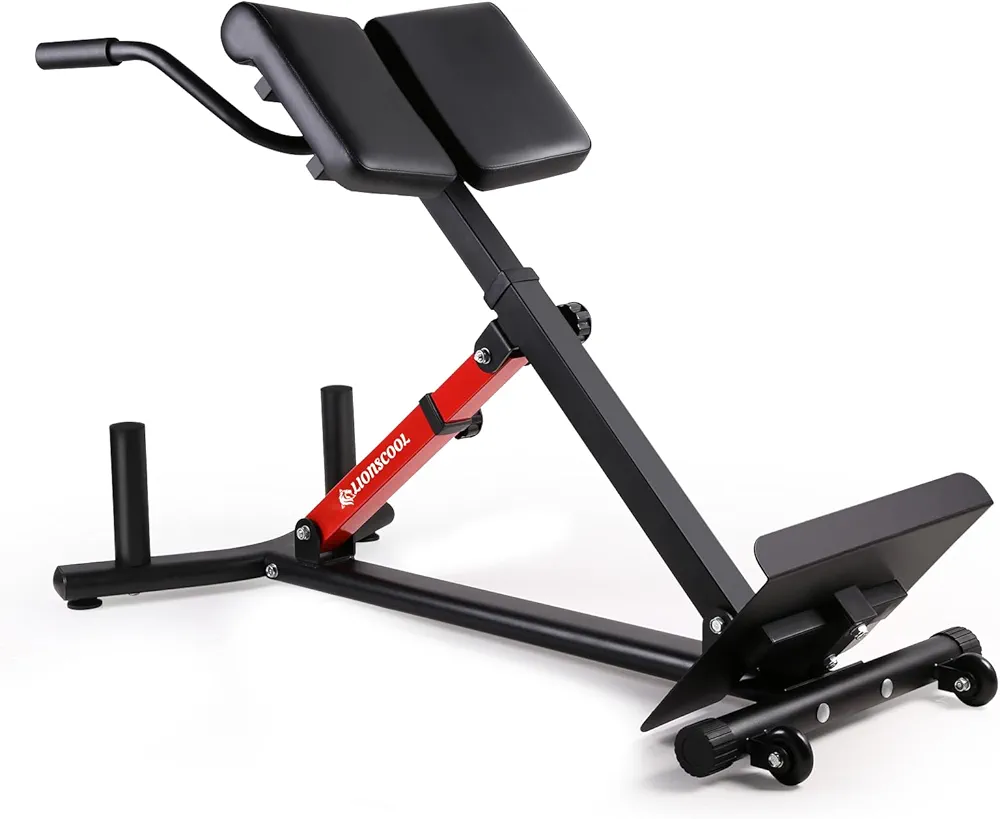 LIONSCOOL Heavy-Duty Adjustable Roman Chair(350LB Weight Capacity) - Versatile Back Hyperextension with 5 Adjustable Angles and 7 Adjustable Height Range - Perfect for Core Strength and Back Muscles