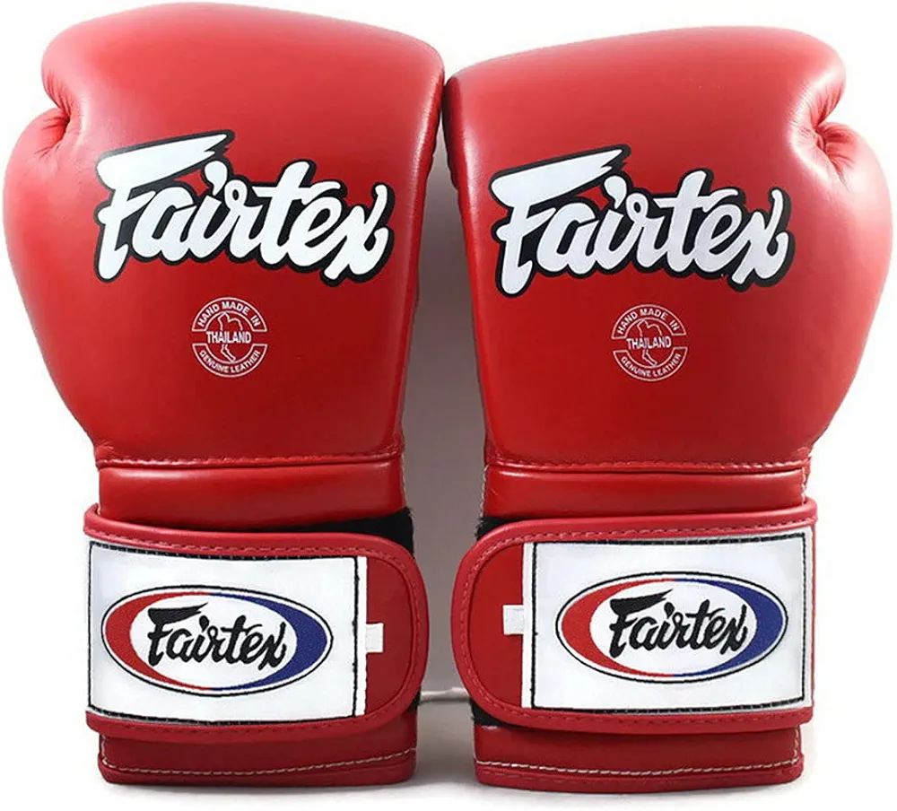 Fairtex BGV9 - Heavy Hitter Mexican Style Boxing Muay Thai Gloves, Kick Boxing, MMA, UFC, Martial Arts (Solid Red, 16 oz)