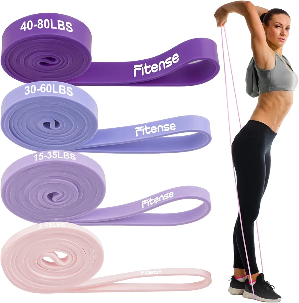 Pull Up Bands, Fitense 5-80lbs Resistance Bands Set with Door Anchor, Stretching Assist Band, Portable Exercise, Muscle Training, Physical Therapy, Exercise Workout Bands for Working Out for Women