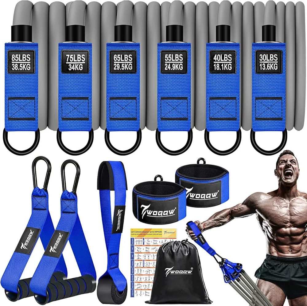 Resistance Bands, 350lbs Heavy Exercise Bands with Handles, Workout Bands Set for Working Out Men, Fitness Weight Bands for Strength Training, Stretching, Slim, Physiotherapy