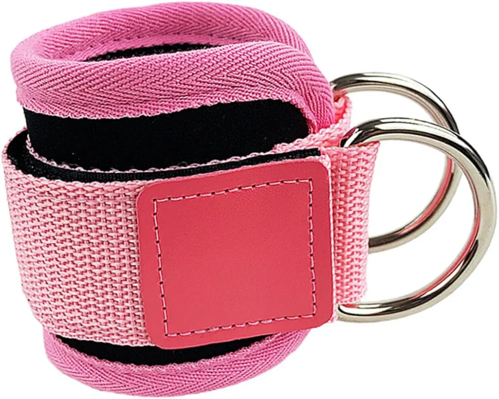 1pc Ankle Straps Grip Socks Supports Men Lifting Straps Pull Ankle Weights Gym Straps Braces Row Machines System Bracelet Wrist Straps Cable Roller Hands Leg Double Bar Nylon Pink