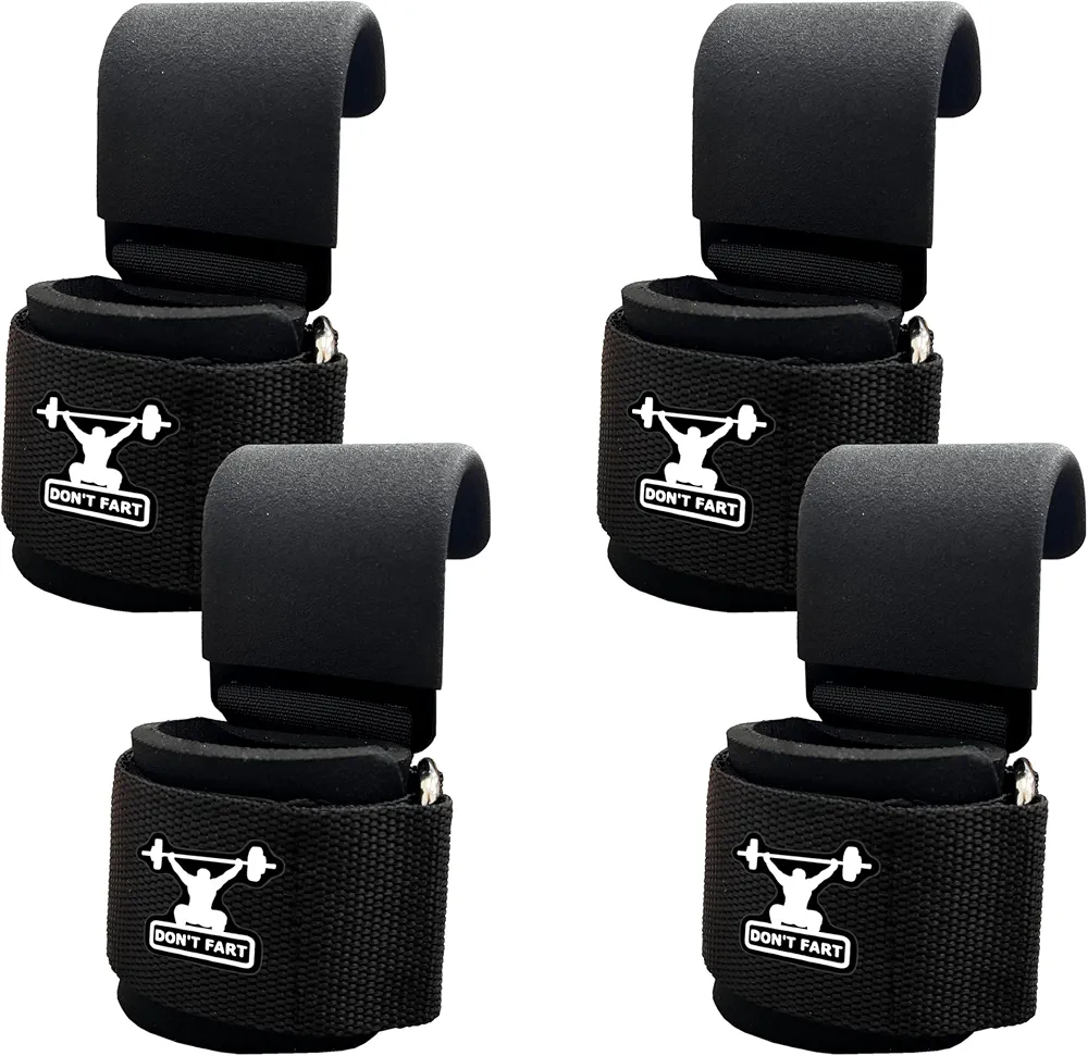 Lifting Straps,Wrist Straps For Weightlifting,Weight Lifting Hooks,Adjustable Heavy Duty Power Wrist Straps Hand Grip Support,Pull Up Grips, Non-slip Grips,Wrist Support Padding,4 Pcs（Black)
