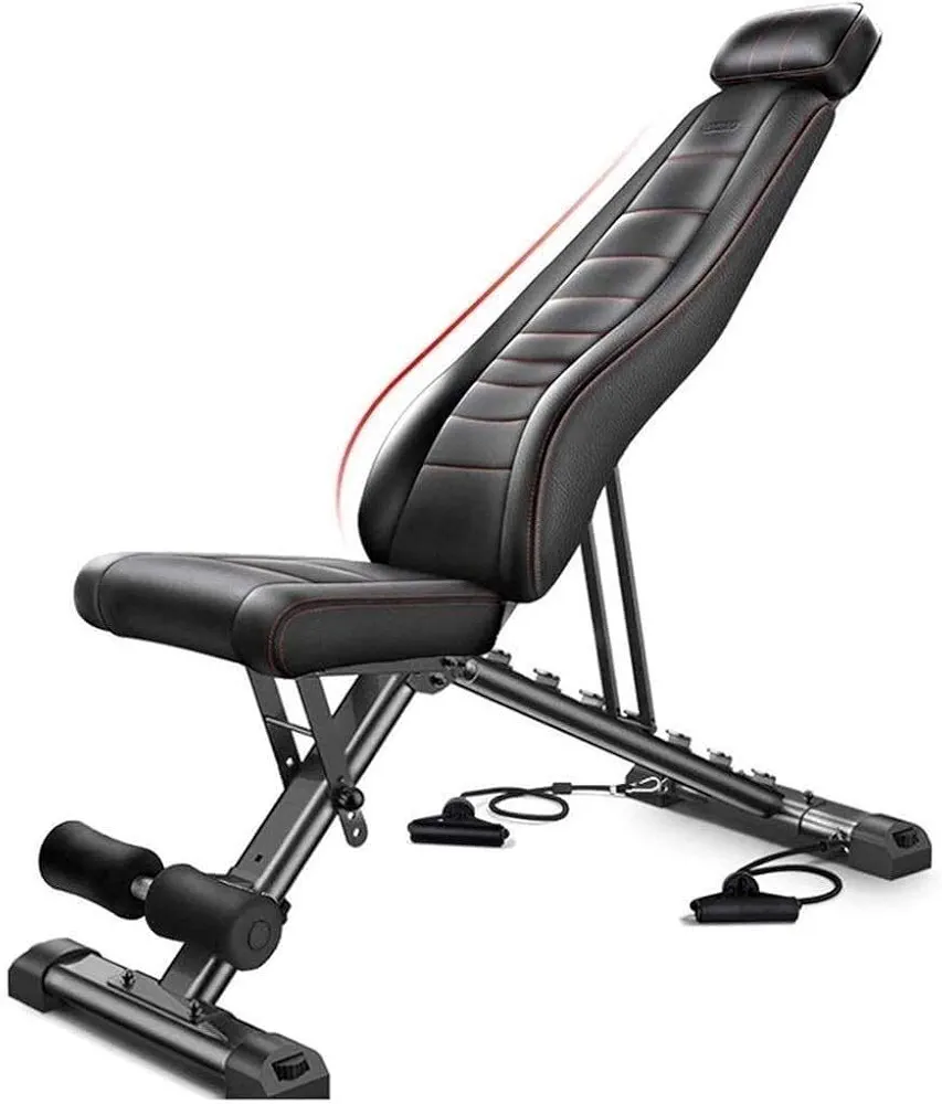 Weight Bench Foldable, Utility Workout Bench Sit Up Incline Abs Benchs Flat Bench, Strength Training Bench for Upright, Incline, Decline, and Flat Exercise,Black