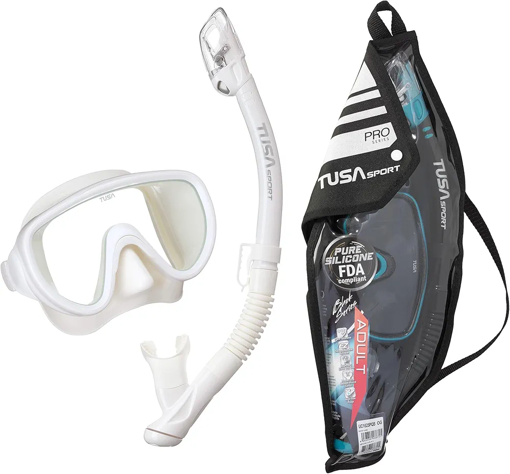 TUSA Sport Adult Serene Mask and Dry Snorkel Combo with Reusable Travel Bag