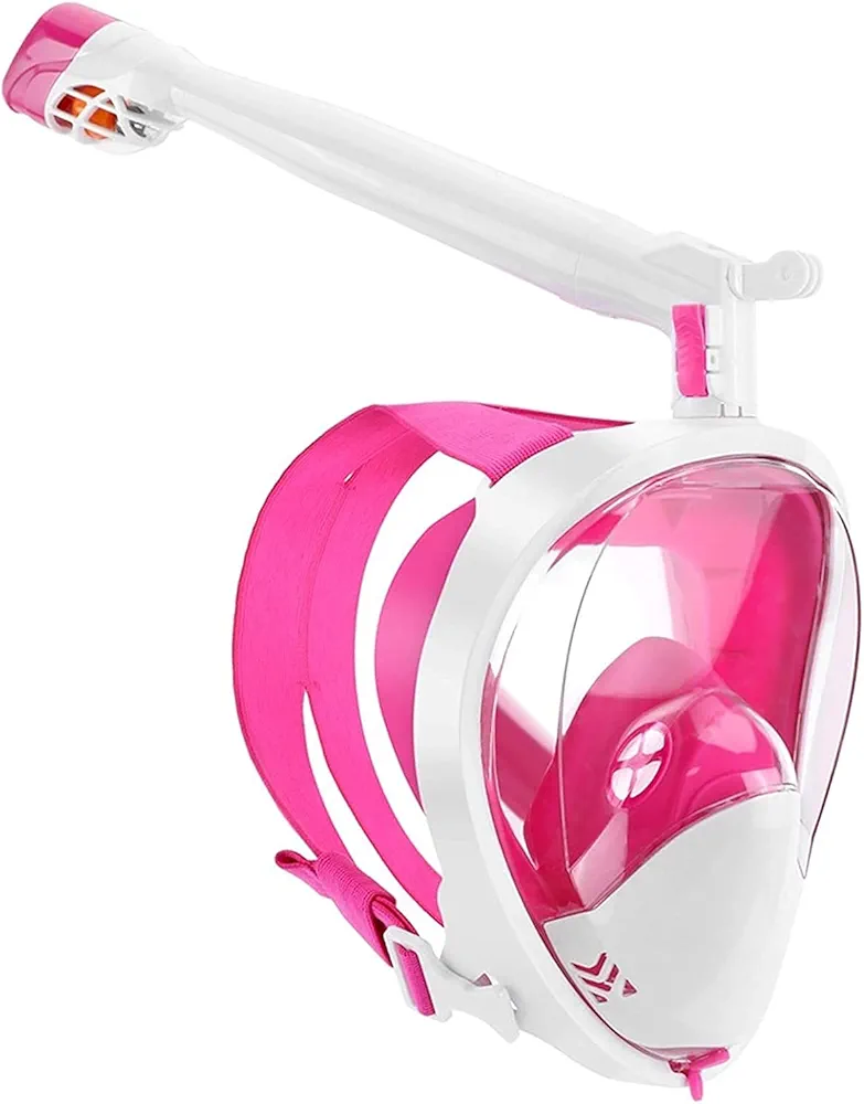 Full Face Snorkel Mask Diving Masks Professional Snorkelling Gear Underwater 180 View 360° Rotate Full Face Snorkeling Masks Anti-Fog Anti-Leak
