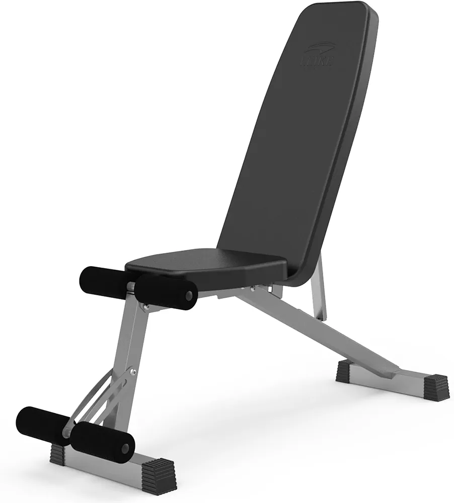 leikefitness Adjustable Weight Bench Foldable Workout Exercise Bench with Automatic Lock for Upright Incline Decline and Flat Full Body Exercise