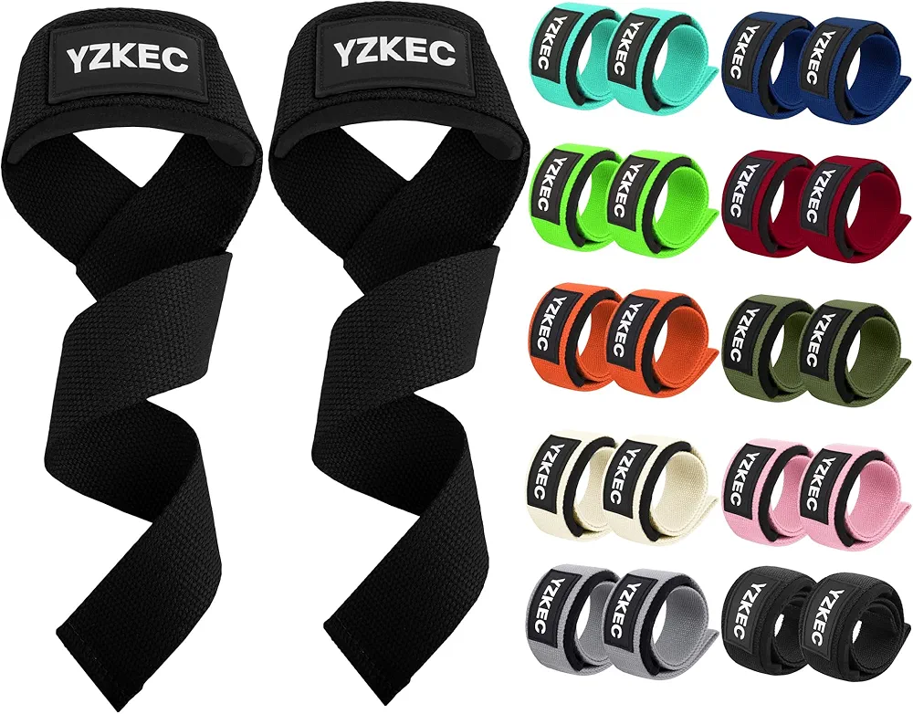 24" Cotton Weight Lifting Wrist Straps with Neoprene Cushioned Padded for Wrist Support and Protection，Weightlifting，Strength Training，Bodybuilding，Powerlifting，Dumbbell Workout，Men and Women (Pair)