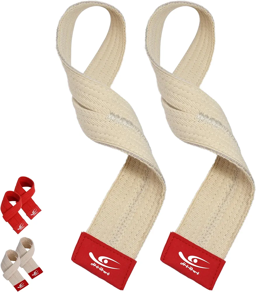 HiRui Cotton Lifting Wrist Straps (Pair) for Weightlifting Powerlifting Bodybuilding Strength Training | Wrist Support Wraps for Enhanced Grip & Stability - Soft & Durable, 13 inch Fits All
