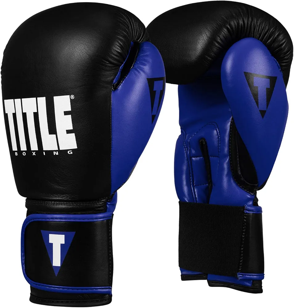 Title Boxing Dynamic Strike Heavy Bag Gloves, Black/Blue, 12 oz