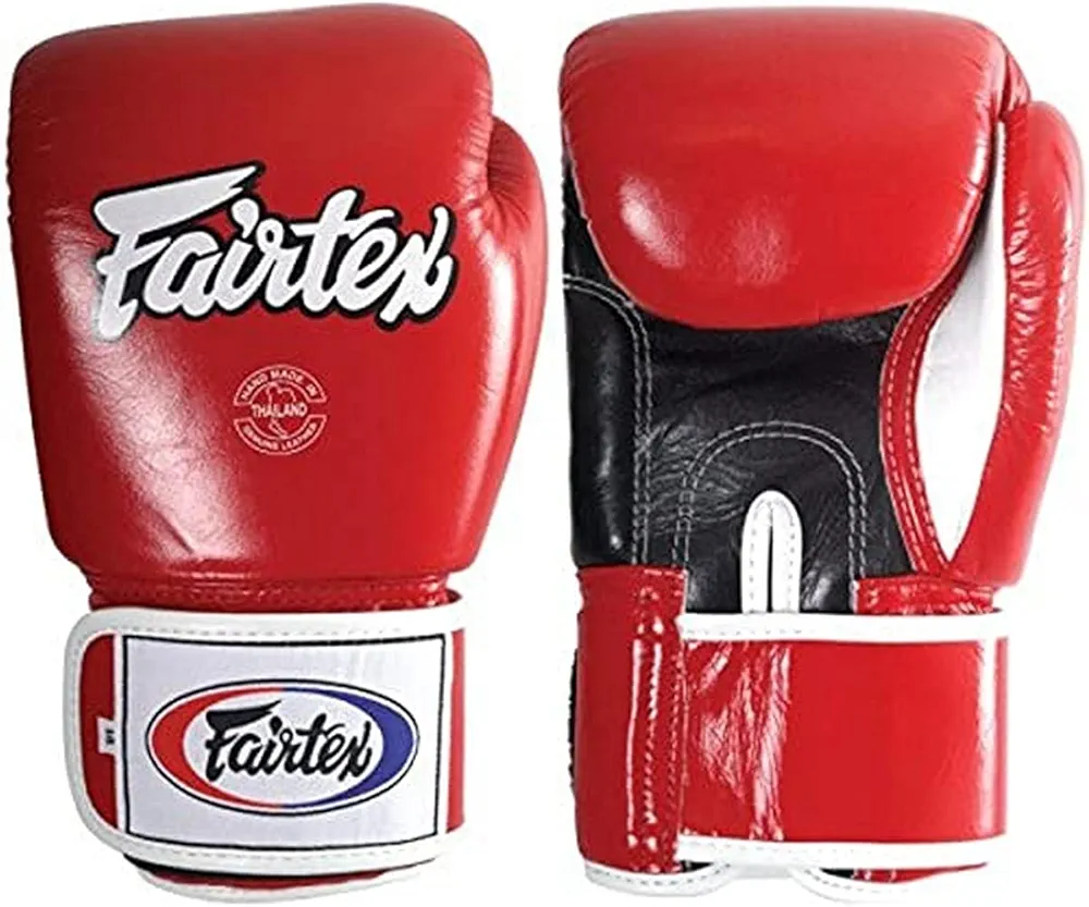 Fairtex Muay Thai Style Training Sparring Gloves, 16 oz, Red