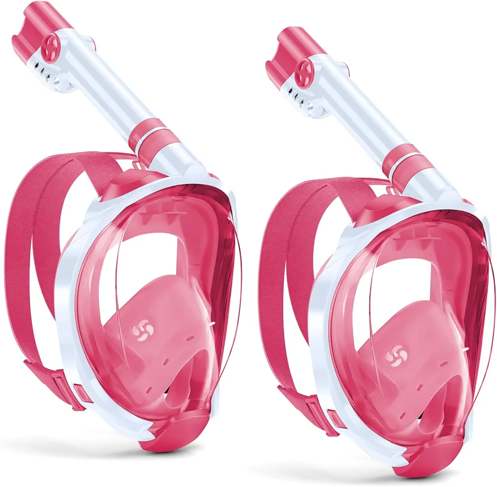 W WSTOO Full Face Snorkel Mask,Suitable for Beginners Dry Top Snorkeling Gear,Can Your Mouth or Nose to Breathe,180 Degrees Panoramic View,Anti-Fog Anti-Leak,Summer Travel and Vacationing Best Gifts