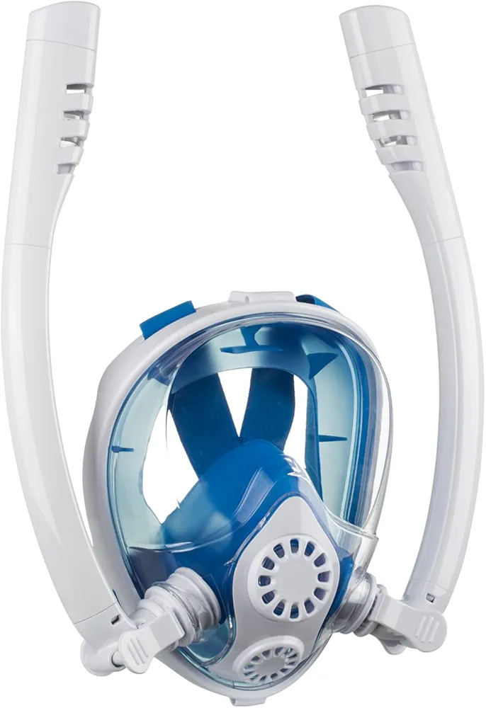 Adult Full Face Snorkel Mask,Waterproof Dual Breathing Tubes,Patented Design,Breathing Through The Nose,Professional Snorkeling Gear for Vacation,Mountable Action Camera