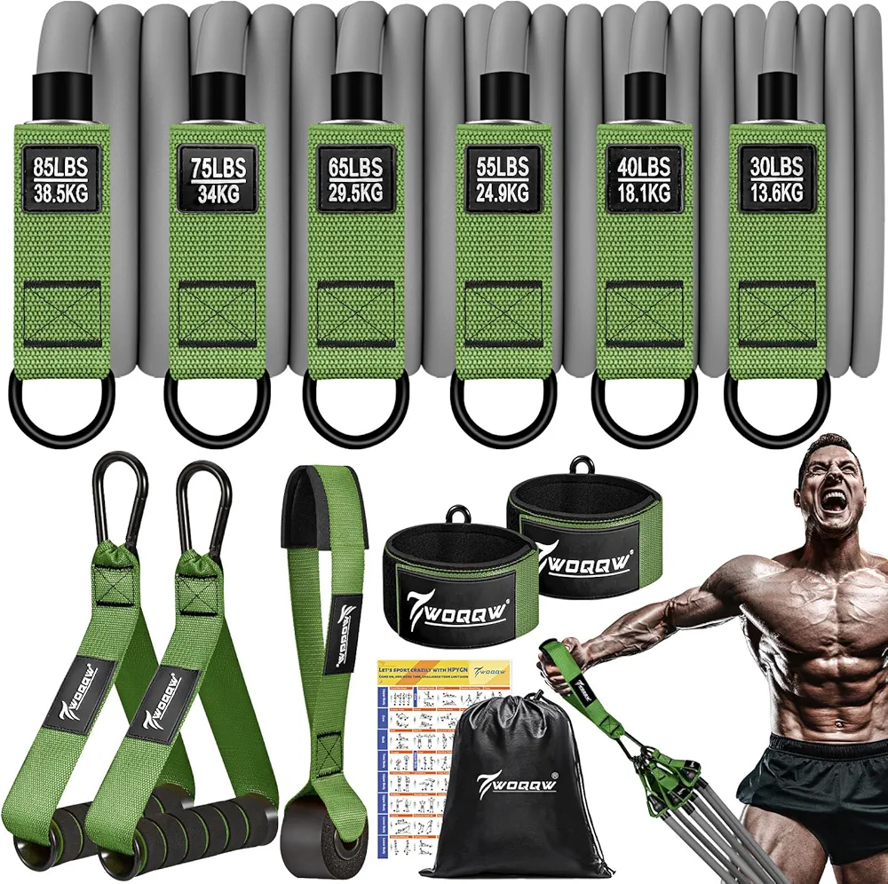 Resistance Bands, 350lbs Heavy Exercise Bands with Handles, Workout Bands Set for Working Out Men, Fitness Weight Bands for Strength Training, Stretching, Slim, Physiotherapy