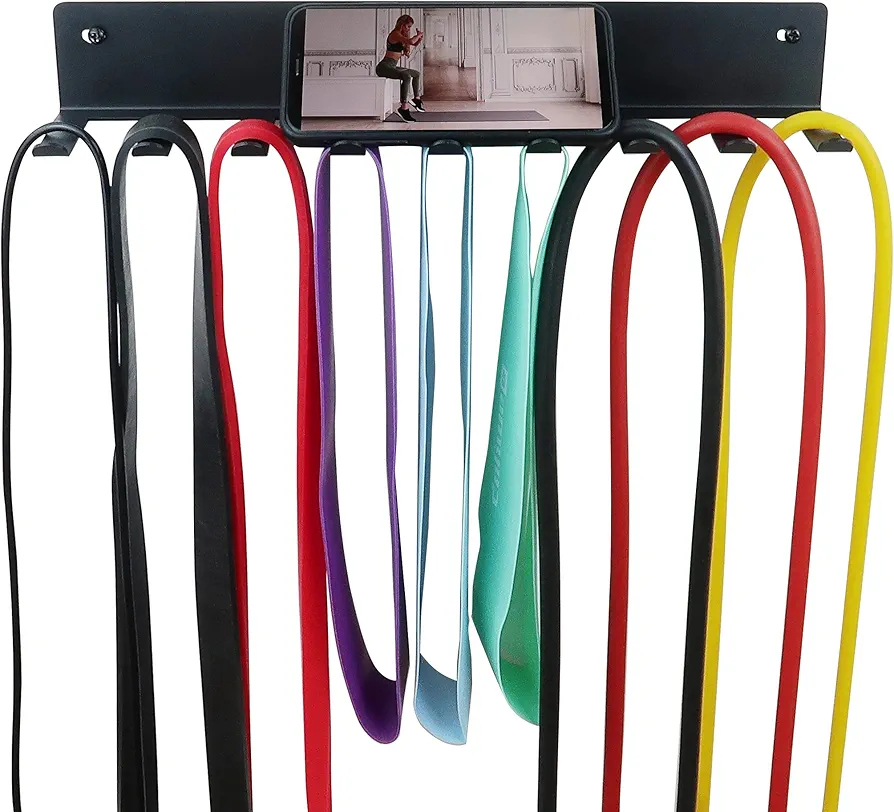 Multi-Purpose Storage Rack Resistance Bands Rack Gym Storage Rack Fitness Bands Rack Heavy Duty Rack for Resistance Bands, Straps, Jump Ropes, Foam Rollers, Chains, Weight Belts, Tools (S)