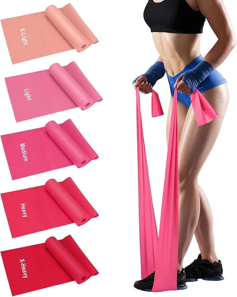 Exercise Bands for Working Out, Resistance Bands Set with 5 Resistance Levels, Skin-Friendly Elastic Bands with Carrying Pouch for Home Workout