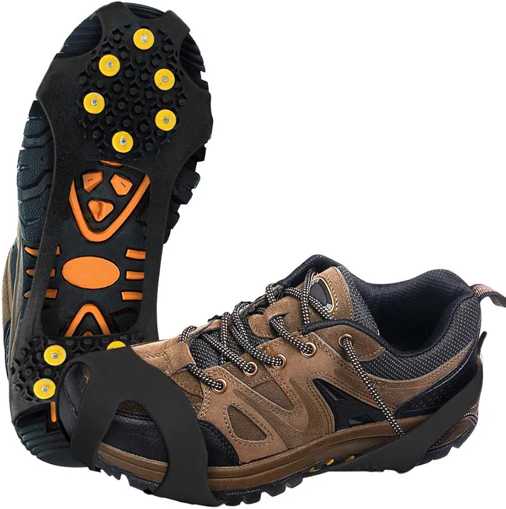 Ice Grips, Ice & Snow Grips Cleat Over Shoe/Pro Winter Ice Grips for Shoes and Boots - 10 Traction Cleats for Snow and Ice