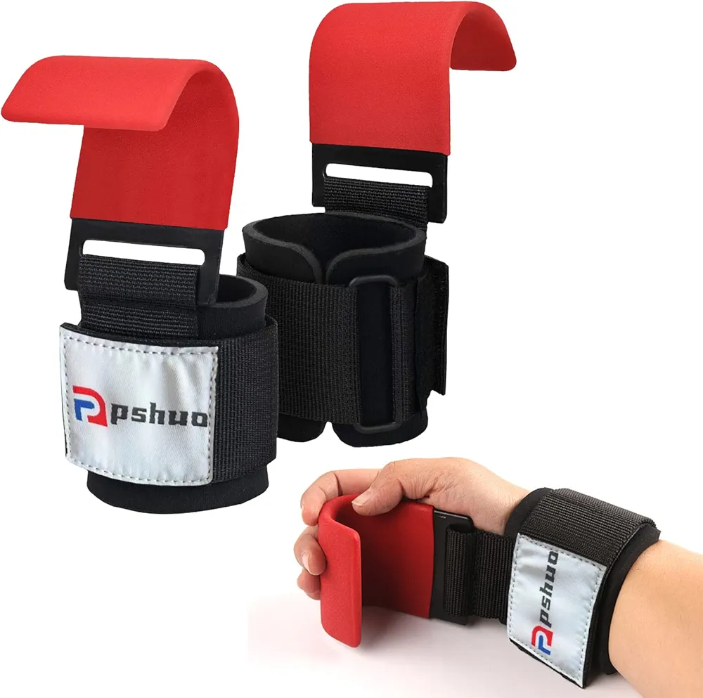 5mm Heavy Duty Professional Hook Hand Grip Adjustable Neoprene Wrist Bag Weightlifting Bracket Hand Grip Wrist Fitness Men's and Women's Sports Belt Pad Gloves Weightlifting Hand Grip(Pair)