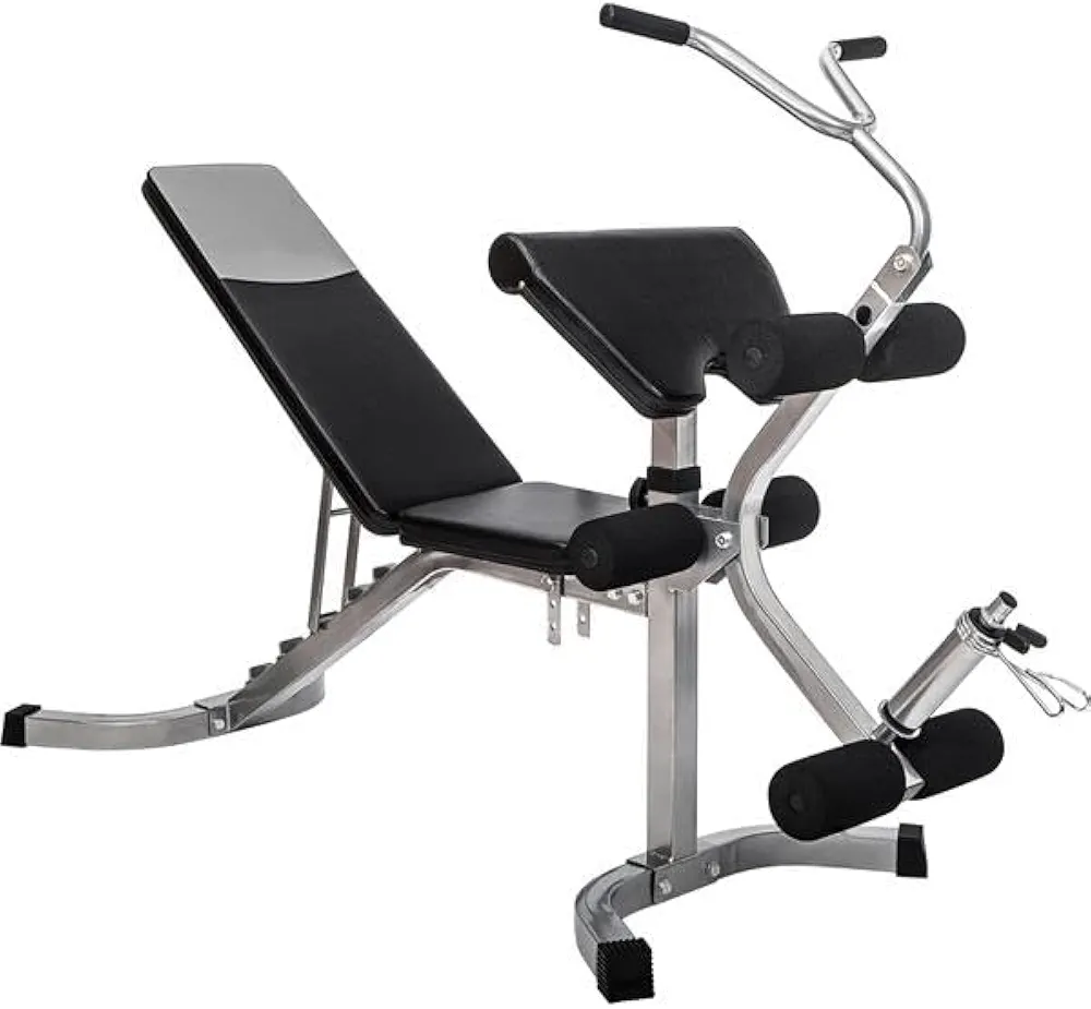 6+3 Positions Adjustable Weight Bench with Leg Extension - Utility Benches with Preacher Curl