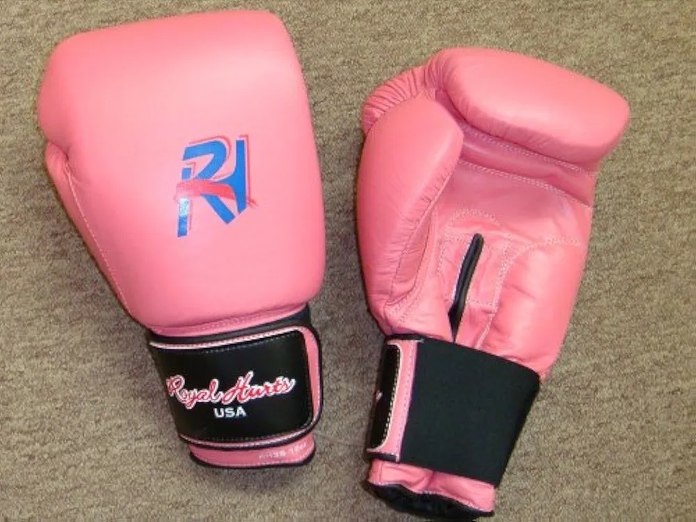 Boxing Gloves in Top Grade Leather Pink 12oz RH