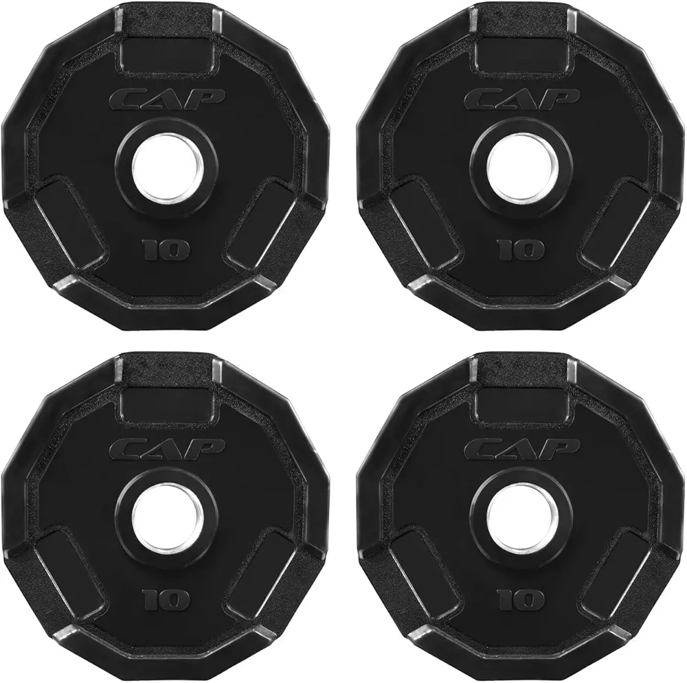 WF Athletic Supply 12-Sided Rubber Coated Grip Plate, 2-Inch Olympic Weight Plate for Weightlifting and Strength Training, Compatible with 2-Inch Olympic Barbells