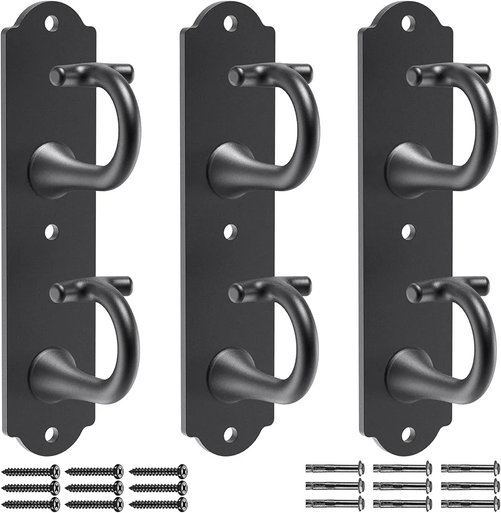 Kipika Wall Mount Workout Anchors - Heavy Duty Steel Home Gym Anchors for Resistance Bands, Strength Training & Physical Therapy - Space-Saving Hooks with Secure G-Shaped Design