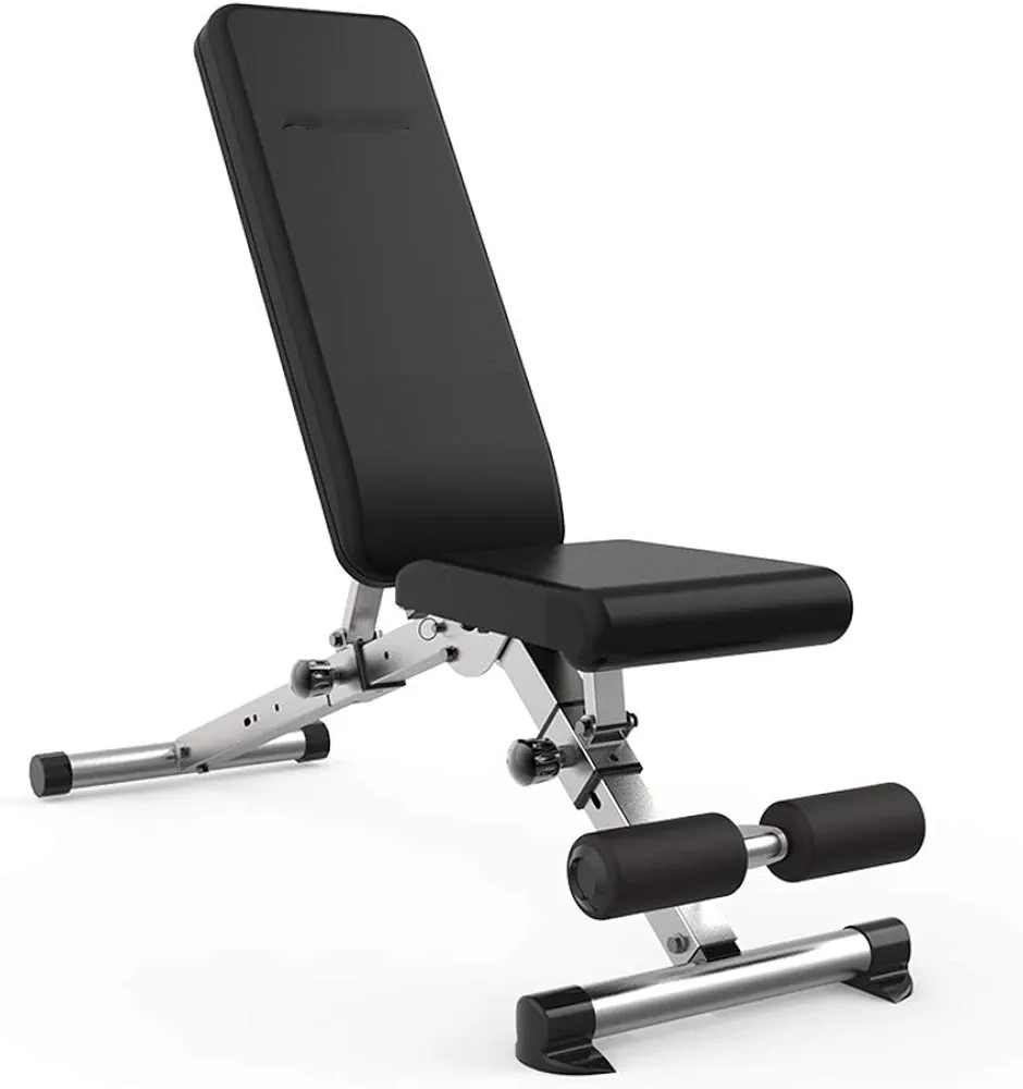 Weight Bench, Black Adjustable Foldable Utility Sit-up Dumbbell Bench Abdominal Fitness Equipment for Gym Exercise