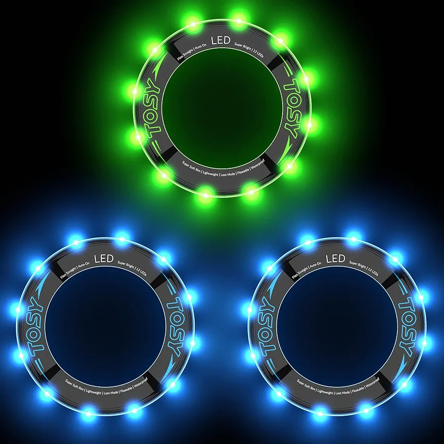 TOSY Bundle of 3-2X Blue + Green - Flying Ring 12 LEDs Super Bright