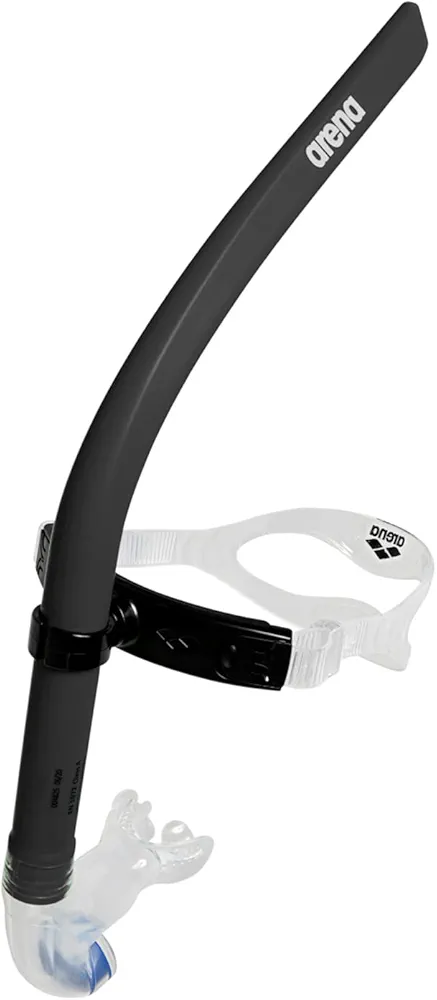 arena Unisex Swim Snorkel III for Adults, Lap Swimming and Training Snorkel, Black, One Size