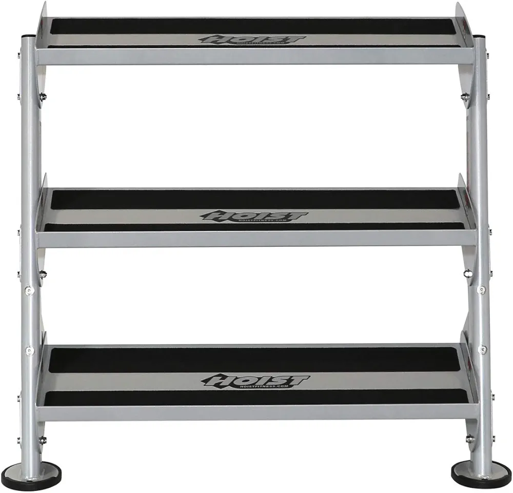 HOIST Fitness 36" Horizontal Dumbbell Rack With Optional 3-Tier Multilevel Weight Storage Organizer for Home Gym