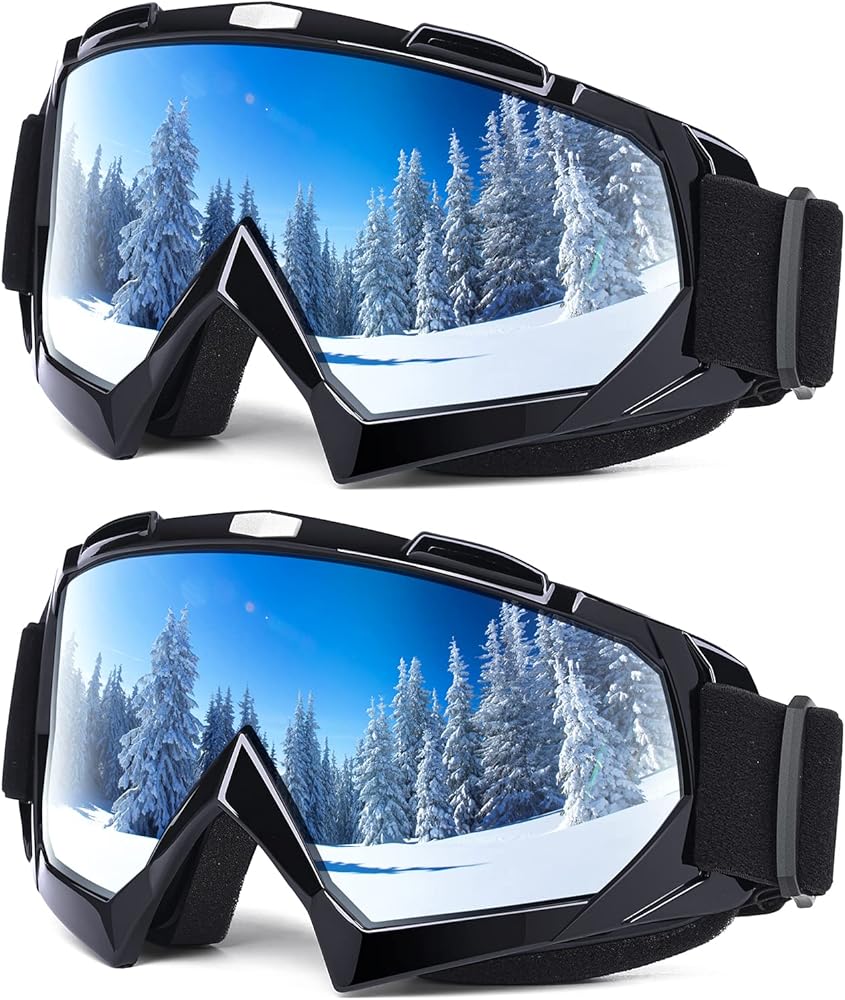 Braylin Adult Ski Goggles, 2-Pack Snowboard Goggles for Youth, Teens, Men & Women, Wide View Snowmobile Goggles