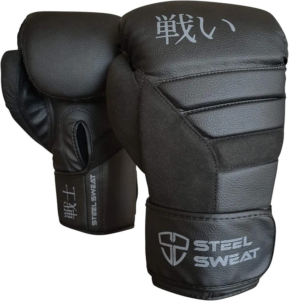 Boxing Gloves - Training Gloves for Punching, Sparring, Kickboxing and Muay Thai - Men & Women - Senshi Black 12 oz